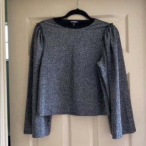 Express Shimmer Top Bell Sleeves